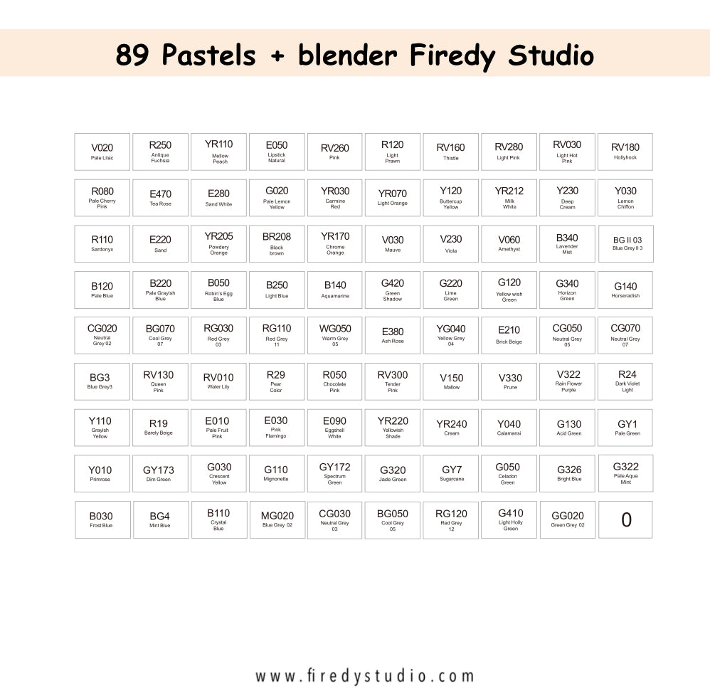 Charte de couleurs à remplir Firedy Studio