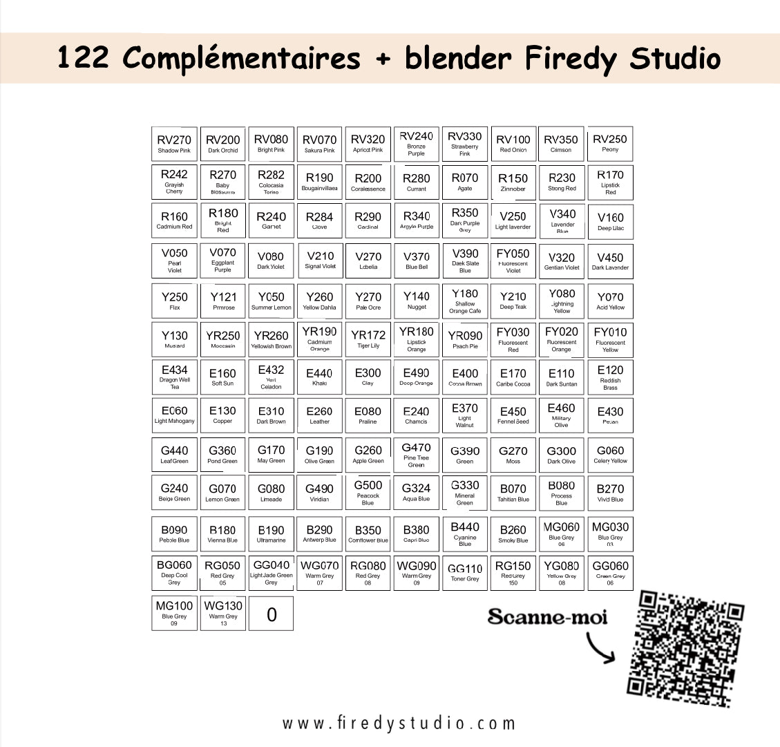 Charte de couleurs à remplir Firedy Studio