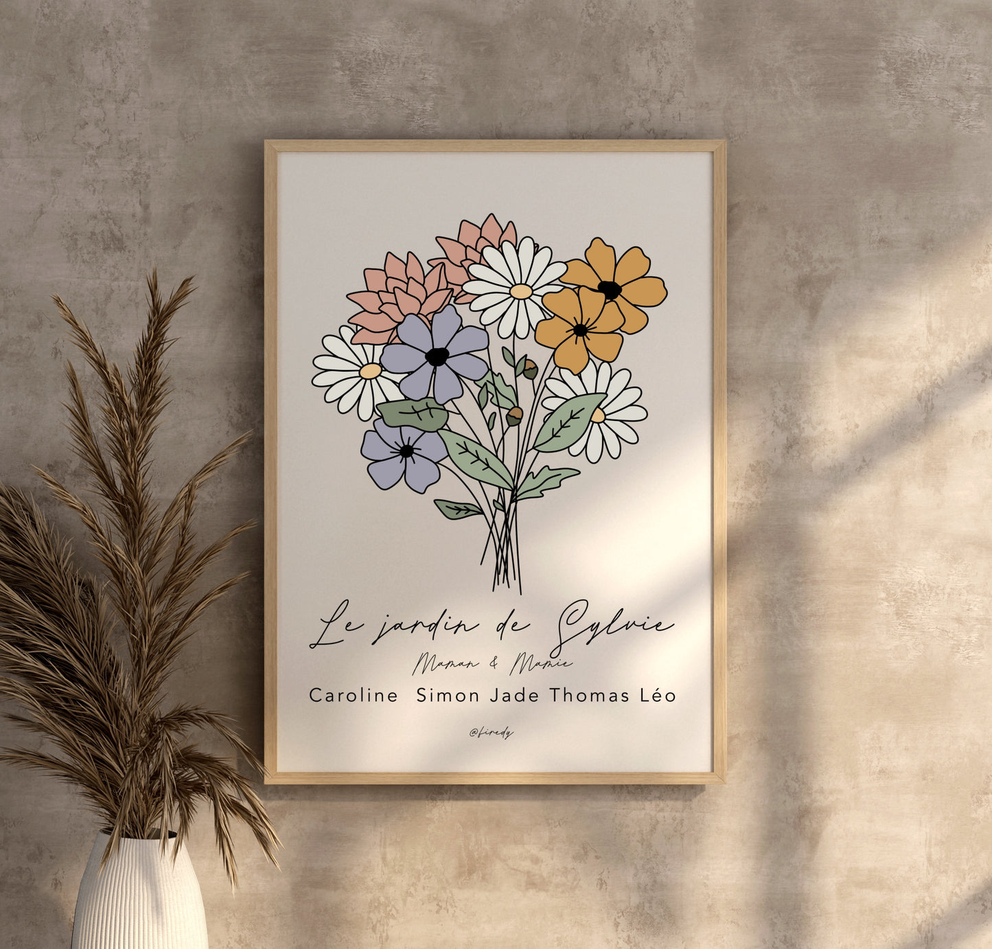 Cadre Bouquet Fleurs de Naissance