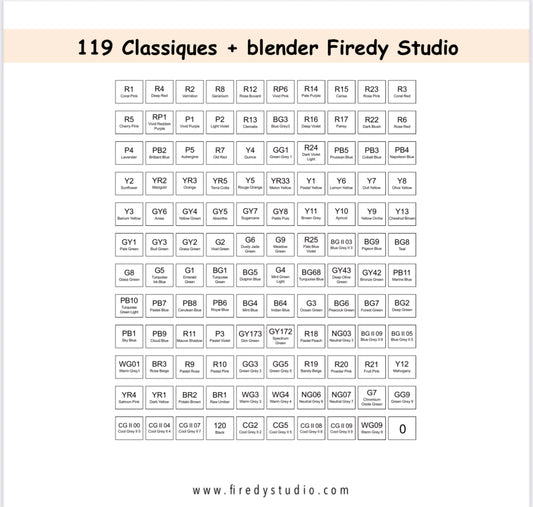Charte de couleurs à remplir Firedy Studio