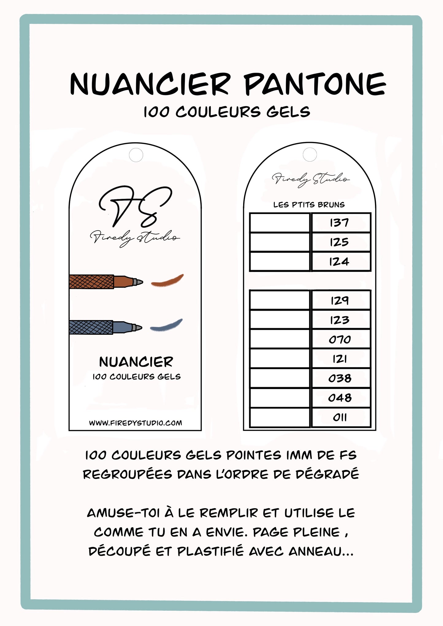 Nuancier Pantone 100 gels 1mm