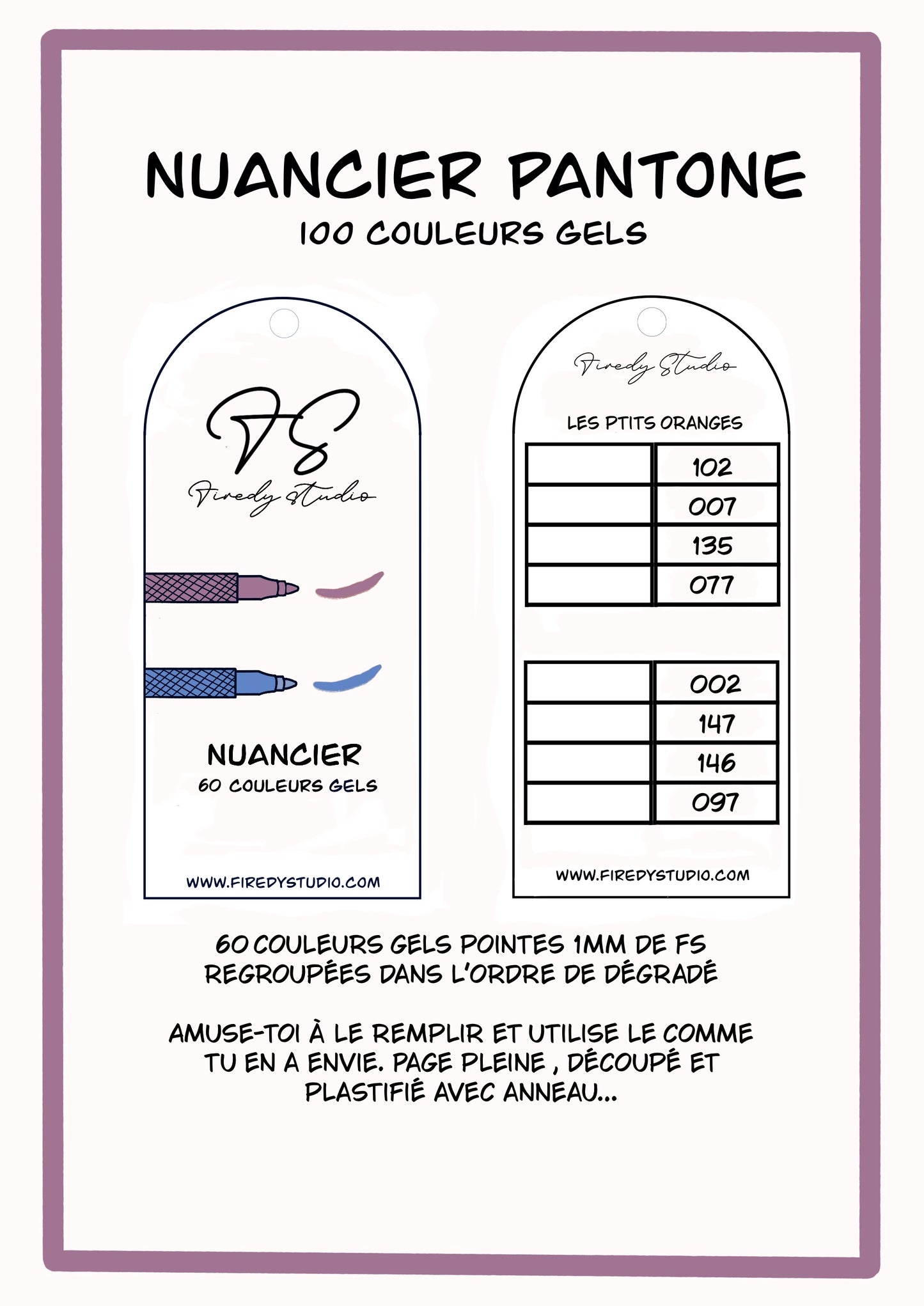 Nuancier Pantone 60 Gels
