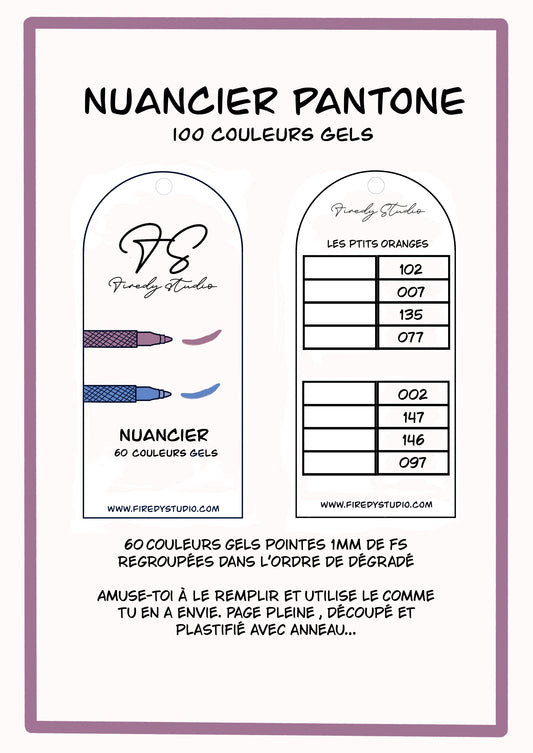 Nuancier Pantone 60 Gels