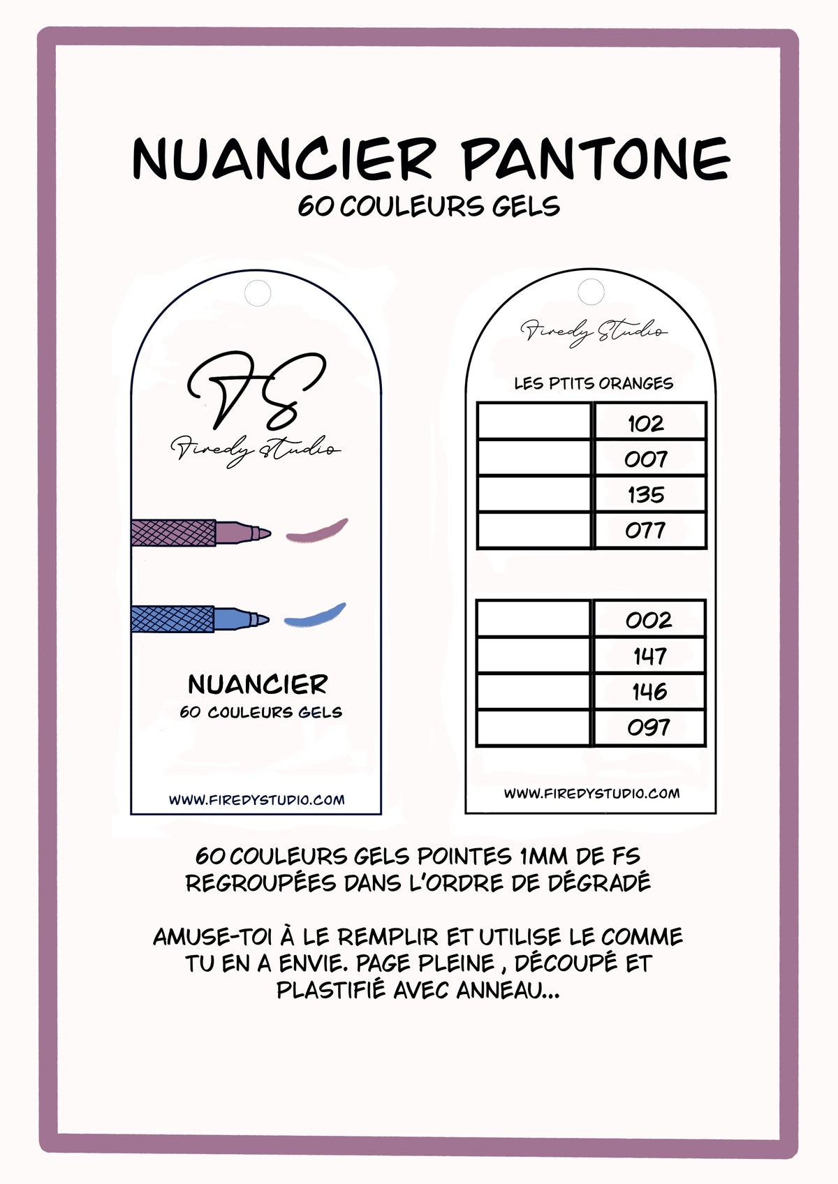 Nuancier Pantone 60 Gels