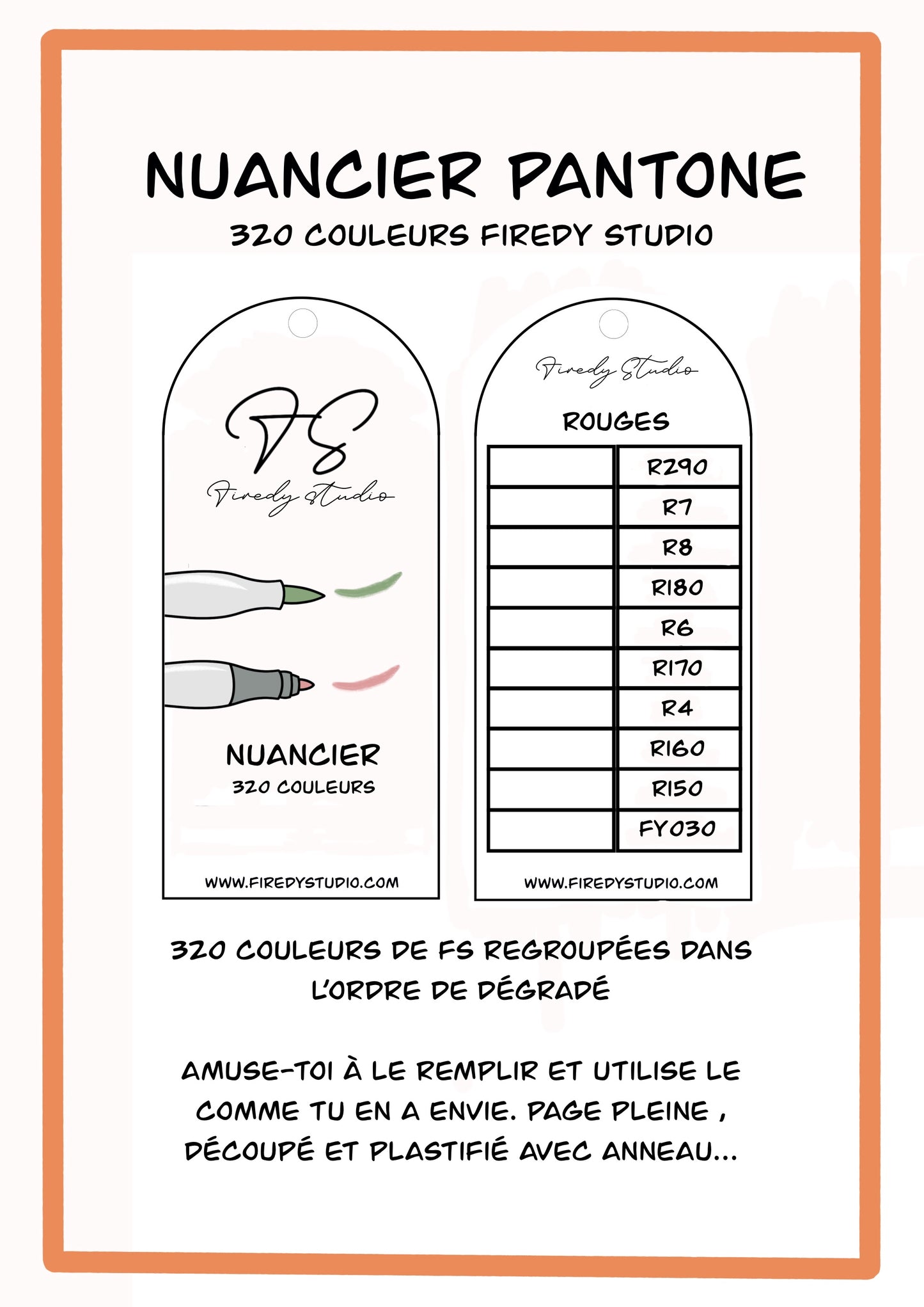 Nuancier Pantone 320 alcool