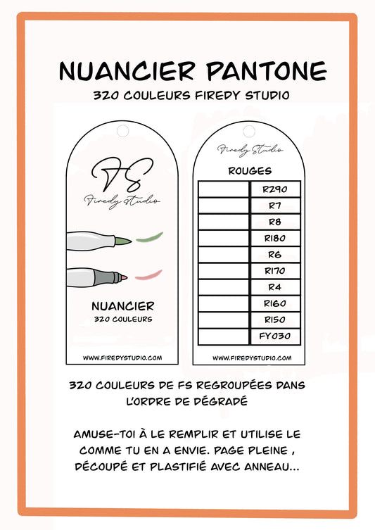 Nuancier Pantone 320 alcool
