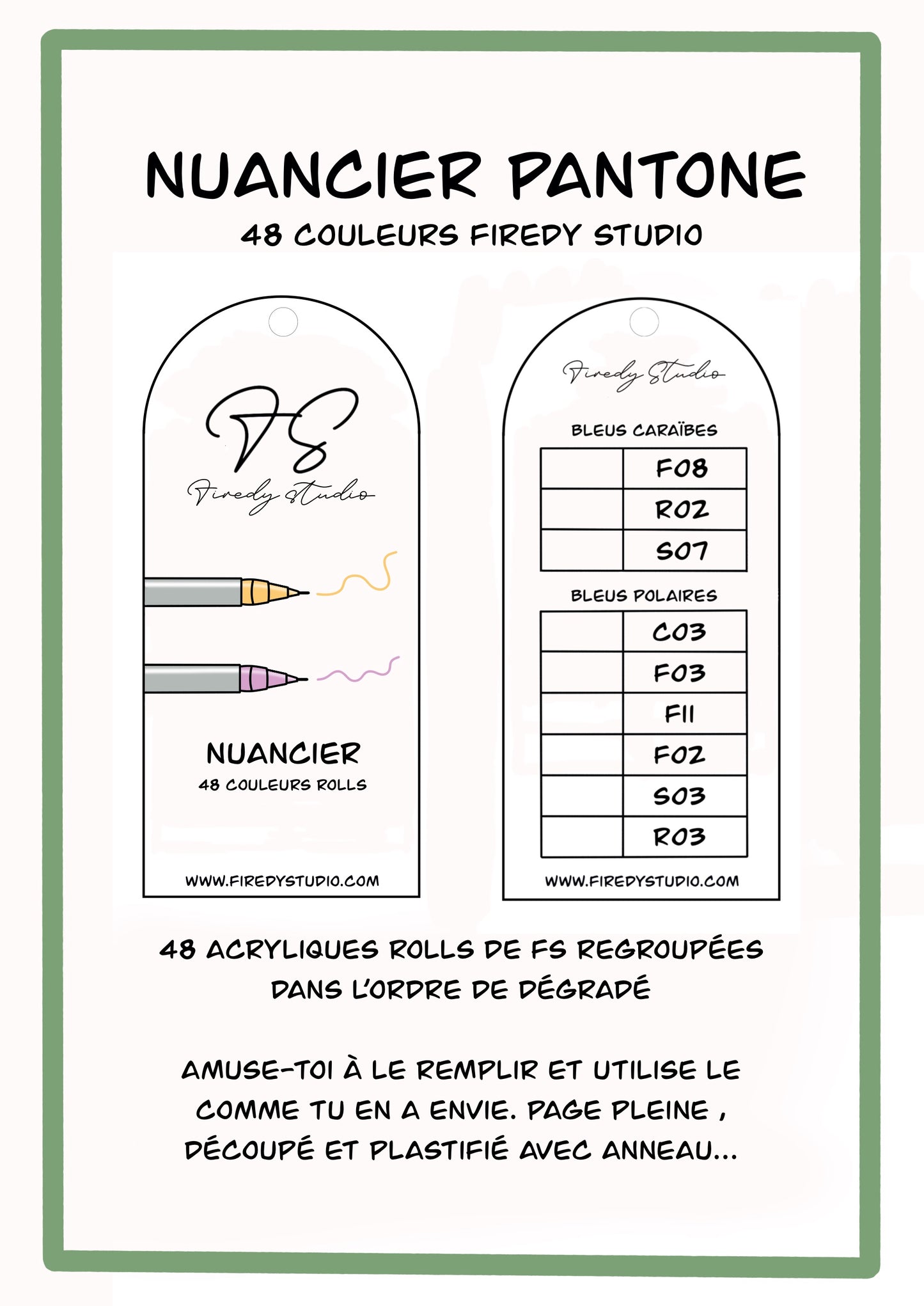 Nuancier Pantone 48 Rolls acrylique